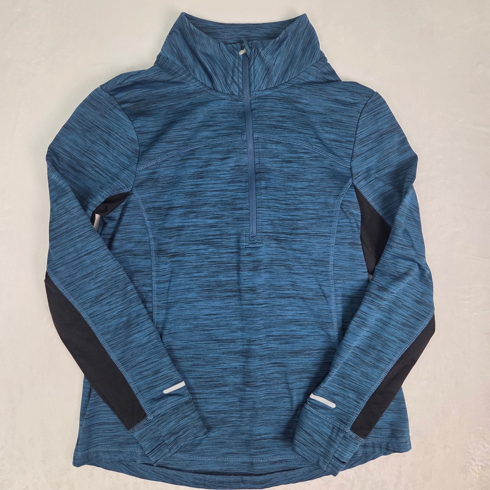 Pullover Dip Womens Small Blue Space Dye Quarter Zip Active Top